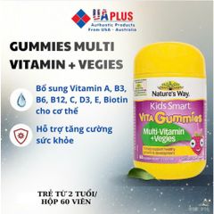 [Nhập khẩu chính ngạch] Nature's Way Kids Smart Vita Gummies Multi-Vitamin - Kẹo dẻo giúp tăng cường sức khỏe (60 viên)