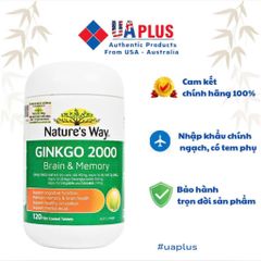 [Nhập khẩu chính ngạch] Viên uống Nature’s Way Ginkgo 2000 - Hỗ trợ phát triển não bộ (120 viên)