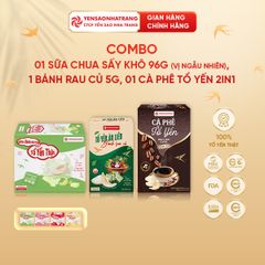 Combo 01 sữa chua sấy khô 96g + 01 bánh rau củ 5g + 01 Cà phê tổ yến | CTCP Yến Sào Nha Trang (C11)
