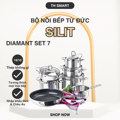Bộ Nồi Chảo Chống Dính Bếp Từ Đức SILIT Diamant 7 Món Thép Không Gỉ - Set Nấu Bếp Cao Cấp Sang Trọng, Tiện Lợi cho Mọi Món Ăn