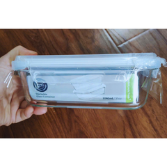 Hộp Thủy Tinh Hình Chữ Nhật LocknLock LTG104 Khóa 4 Cạnh, Kín Hơi-1040ml-35Oz