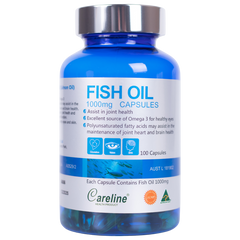 [Nhập khẩu] Careline Fish Oil 1000mg - Dầu cá hồi tốt cho mắt, não (Hộp 100v)