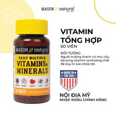 [Nhập khẩu] Mason Natural Daily Multiple Vitamins With Minerals - Bổ sung vitamin cho cơ thể (60v)