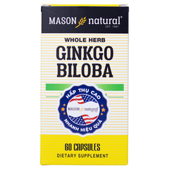 [Nhập khẩu] Mason Natural Ginkgo Biloba – Hỗ trợ tăng cường sức khỏe não bộ, cải thiện trí nhớ (60v)