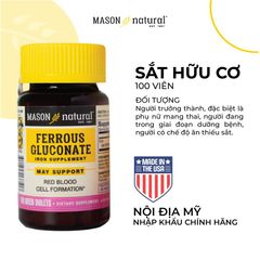 [Nhập khảu] Viên uống bổ sung sắt Mason Natural Ferrous Gluconate 