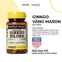 [Nhập khẩu] Viên Uống Mason Natural Ginkgo Biloba – Hỗ trợ tăng cường sức khỏe não bộ, cải thiện trí nhớ