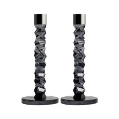 Set 2 chân nến Orrefors Carat anthracite 24.2cm