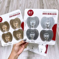 Vỉ 4 cái móc dán tường hình quả táo siêu dính siêu chắc (Màu ngẫu nhiên) (TH338)
