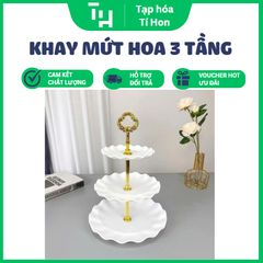 Khay mứt nhựa hoa trắng 3 tầng (TH359)