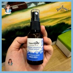 Xịt họng keo ong manuka MGO650+ New Zealand TranzAlpine Organic Propolis Throat Spray 30ml 739550