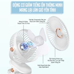 Quạt Tích Điện Kẹp Bàn 5 Mức Gió Có Đèn LED, Pin 5000mAh & 12000mAh Cao Cấp