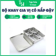 Bộ khay gia vị, đựng topping trà sữa loại 4 - 6 ngăn có nắp đậy (TH383)