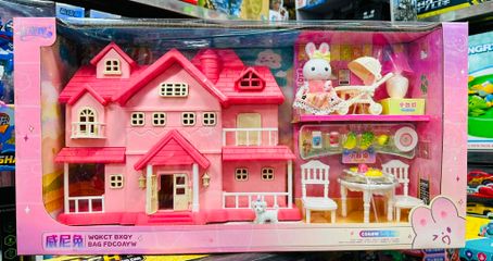 Đồ chơi nhà búp bê chủ đề tòa lâu đài biệt thự của thỏ trắng 568-6 giao mẫu ngẫu nhiên