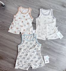 Ảnh thật - Hàng QC Set bộ Ba lỗ kháng khuẩn điều hòa hoạt hình gấu chó cute đáng yêu cho bé trai mùa hè