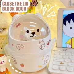 Thùng Rác Mini, Giỏ Đựng Rác Để Bàn Có Nắp Mini Tặng Kèm Sticker (Màu ngẫu nhiên) (TH445)