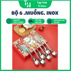 Bộ 6 muỗng inox không gỉ, cán dày hộp mèo đỏ (TH449)