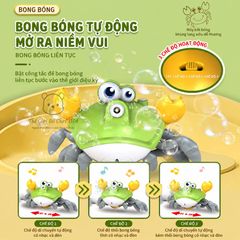 Máy thổi bong bóng tự động hình cua ngộ nghĩnh phát nhạc vui nhộn kích thích giác quan cho bé phát triển