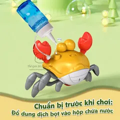 Máy thổi bong bóng tự động hình cua ngộ nghĩnh phát nhạc vui nhộn kích thích giác quan cho bé phát triển