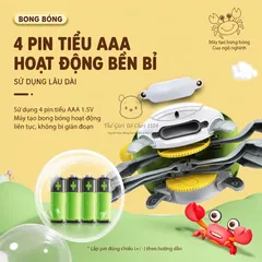 Máy thổi bong bóng tự động hình cua ngộ nghĩnh phát nhạc vui nhộn kích thích giác quan cho bé phát triển