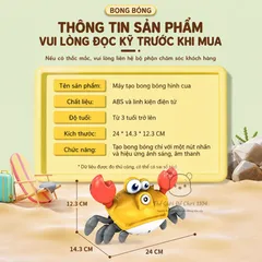 Máy thổi bong bóng tự động hình cua ngộ nghĩnh phát nhạc vui nhộn kích thích giác quan cho bé phát triển