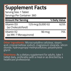 Bronson Vitamin K2 D3 - 360 viên - Giúp xương chắc khỏe, tăng sức đề kháng