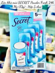 Lăn khử mùi sáp Secret PH Balanced Powder Fresh Invisible Solid 73g x5