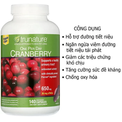 Viên uống Cranberry Trunature hỗ trợ đường tiết niệu 140 viên Mỹ