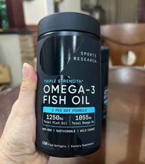 Dầu cá Sports Research Omega-3 Fish Oil Triple Strength 150 viên - Bổ sung Omega-3 cho sức khỏe tim mạch và não bộ