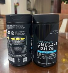 Dầu cá Sports Research Omega-3 Fish Oil Triple Strength 150 viên - Bổ sung Omega-3 cho sức khỏe tim mạch và não bộ