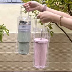 Túi nhựa đựng ly giữ nhiệt trong suốt có quai xách (TH503)