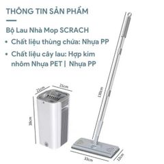 Bộ Thùng Lau Nhà GOSO Plus + 2 Miếng lau sợi thủy tinh (TH519) (Màu ngẫu nhiên)