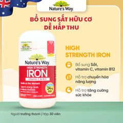 Nature’s Way High Strength Iron + Vitamin C & B12 Bổ Sung Sắt Cho Cơ Thể 30 Viên