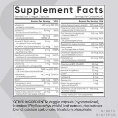 Viên uống bổ sung Vitamin Sports Research Advanced MultiVitamin 180 viên chính hãng Mỹ