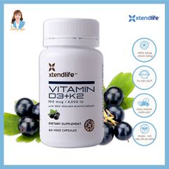 Viên uống bổ sung vitamin d3+k2 New Zealand Xtend Life Vitamin D3 + K2 60 viên