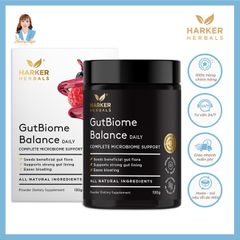 Bột cân bằng hệ vi sinh đường ruột 3 trong 1 New Zealand Harker Herbals GutBiome Balance 130g
