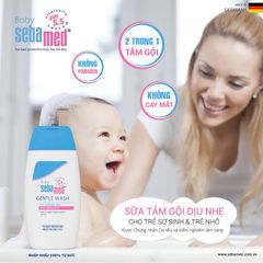Sữa Tắm Gội Sebamed Cho Bé Dịu Nhẹ Toàn Thân pH5.5 - Không Cay Mắt, Giúp Bảo Vệ Da Mỏng Manh 200ml