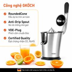 Máy Vắt Cam Tự Động GKÖCH Germany 160W - Ép Nhanh, Giữ Nguyên Hương Vị Tươi Ngon, Thiết Kế Sang Trọng Inox 304