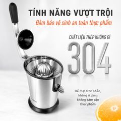 Máy Vắt Cam Tự Động GKÖCH Germany 160W - Ép Nhanh, Giữ Nguyên Hương Vị Tươi Ngon, Thiết Kế Sang Trọng Inox 304