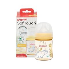 Bình sữa Pigeon cổ rộng núm mềm hoạ tiết Đại Dương/Muông Thú 160ml/240ml