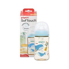 Bình sữa Pigeon cổ rộng núm mềm hoạ tiết Đại Dương/Muông Thú 160ml/240ml