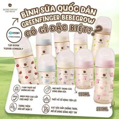 Bình sữa Green Finger Bebegrow PPSU Hàn Quốc size 160ml hoạ tiết và trơn