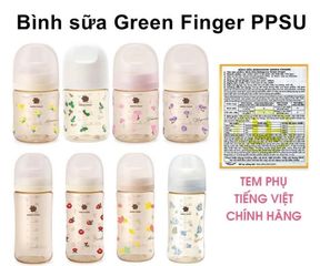 Bình sữa Green Finger Bebegrow PPSU Hàn Quốc size 240ml  trơn,hoạ tiết