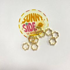 Gói 5 Cái Charm Khung Lồng Hạt Mạ Vàng 14K Hình Bông Hoa 6 Cạnh Cao Cấp Làm Trang Sức Handmade DIY