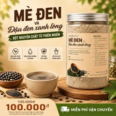 Bột Đậu Đen Xanh Lòng Mix Mè Đen - Giải Độc, Bổ Máu, Chăm Sóc Da và Tóc - Dinh Dưỡng Thực Vật, 500g