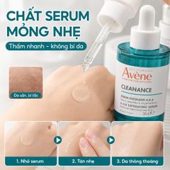 (sale date 5/27)Tinh Chất Dưỡng Da Avene Cleanance AHA Exfoliating Serum 30ml - Tẩy Tế Bào Chết Dành Cho Da Nhạy Cảm, Giảm Khuyết Điểm, Làm Mịn và Sáng Da