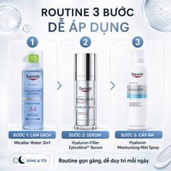 Bộ Chăm Sóc Da Eucerin Hyaluron Filler Epicelline Serum + Micellar Water + Mist Spray cấp ẩm