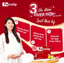 Sắt sinh học Ferrolip cho bà bầu và người thiếu máu, nhập khẩu từ Ý (Hộp 20 gói)