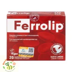 Sắt sinh học Ferrolip cho bà bầu và người thiếu máu, nhập khẩu từ Ý (Hộp 20 gói)