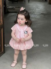 Hàng QC - Váy thô mềm hello kitty cute đáng yêu dễ thương dáng bí bồng xinh xắn kèm khăn cho bé gái
