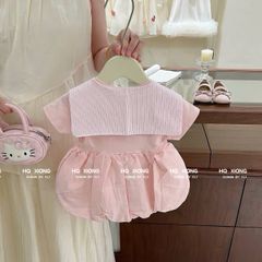 Hàng QC - Váy thô mềm hello kitty cute đáng yêu dễ thương dáng bí bồng xinh xắn kèm khăn cho bé gái